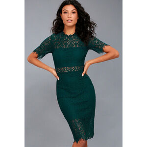 Lulus Remarkable Forest Green Lace Dress - Size M